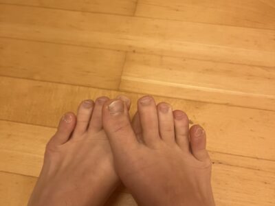 wide feet on floor